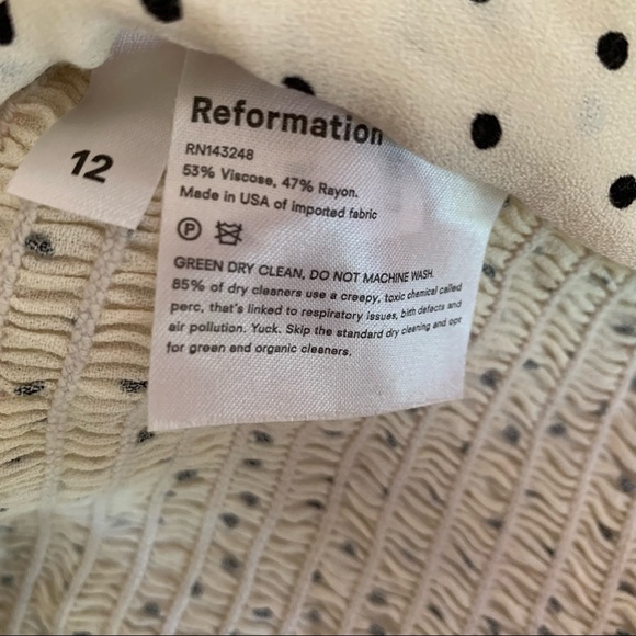 Reformation bustier polka dot blouse in ivory size 12 - Picture 8 of 11